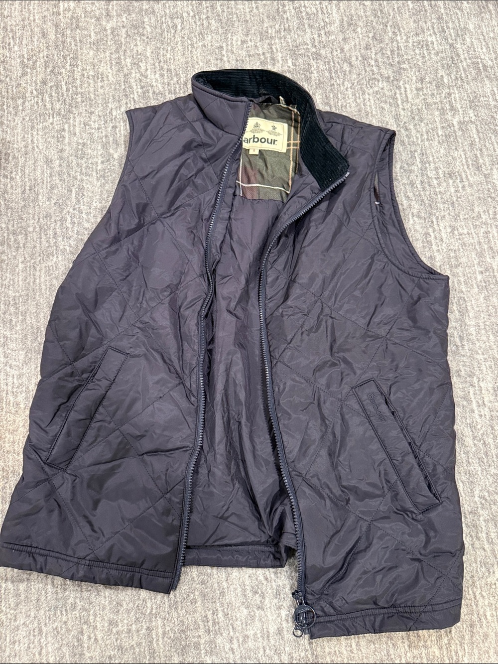 Barbour Navy Quilted Zip-Front Vest